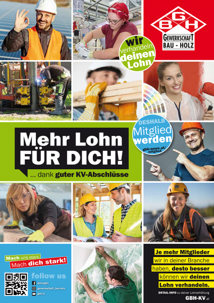 Deutlich mehr Lohn für 240.000 Arbeiter:innen der GBH-Branchen